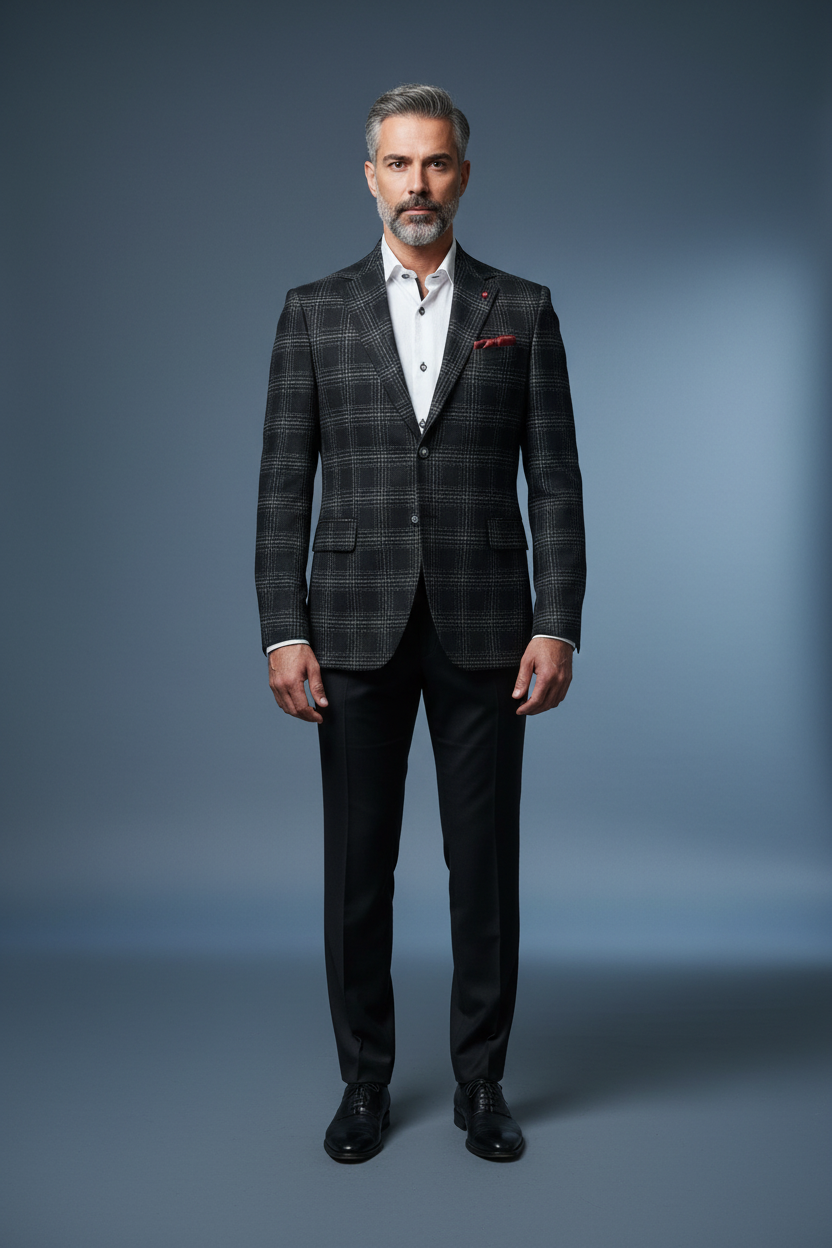 Black Plaid Front View