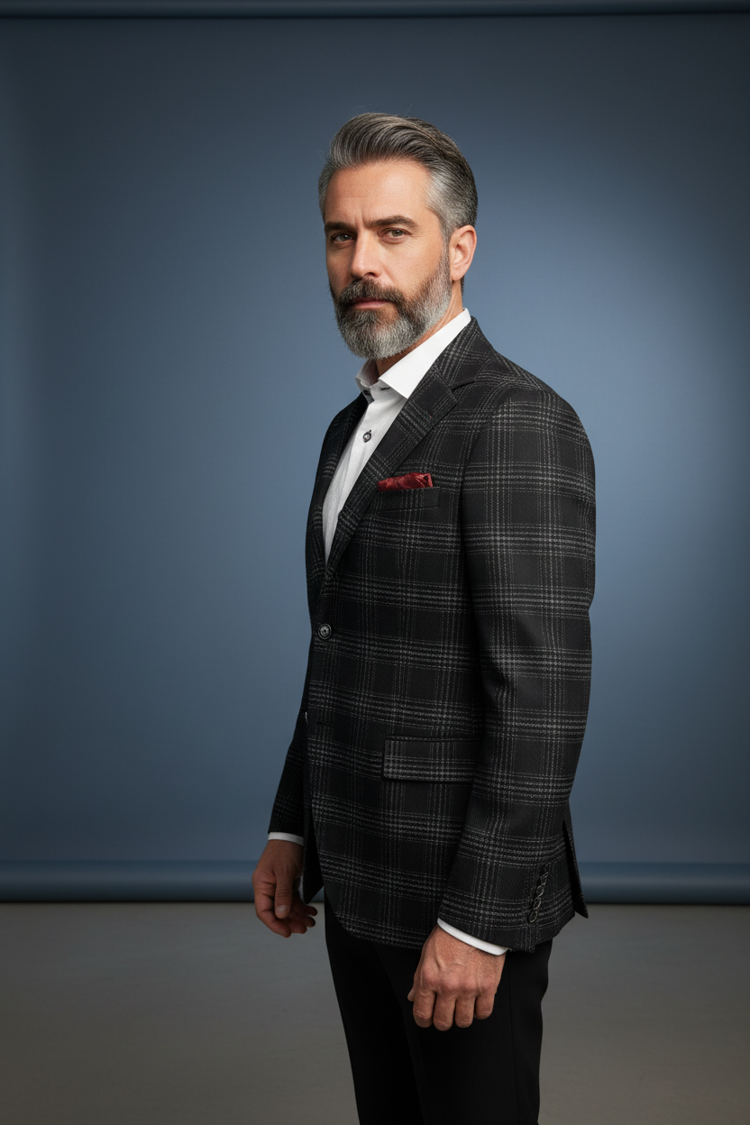 Black Plaid Side Angle