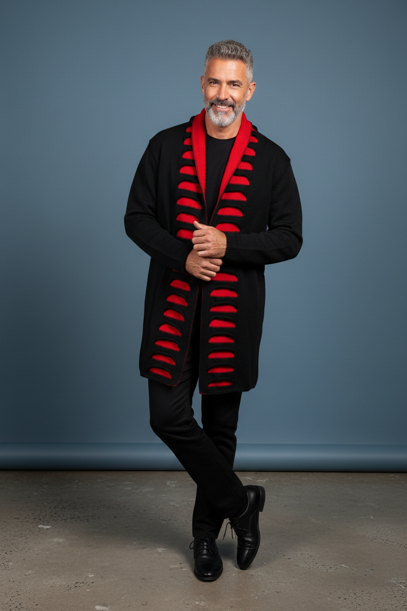 Black Red Cardigan - Relaxed