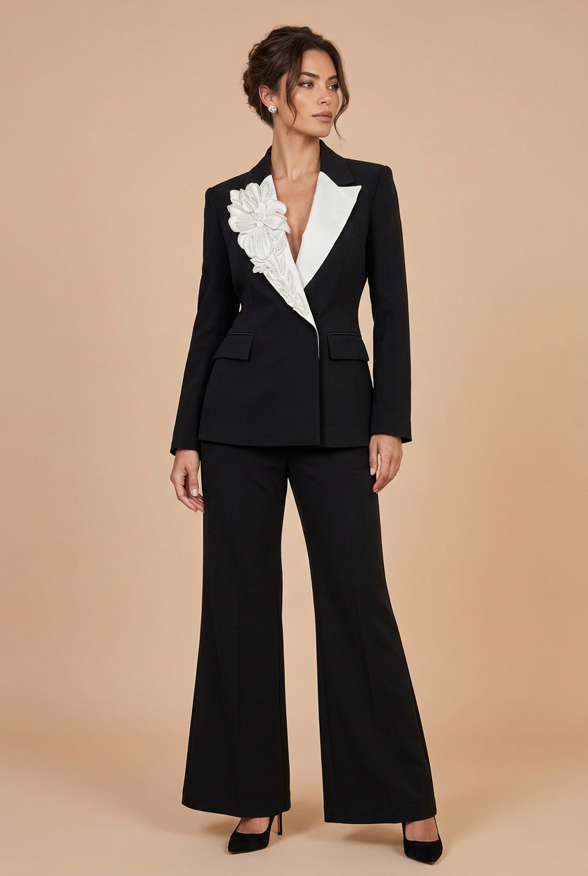 Black suit, three-quarter pose