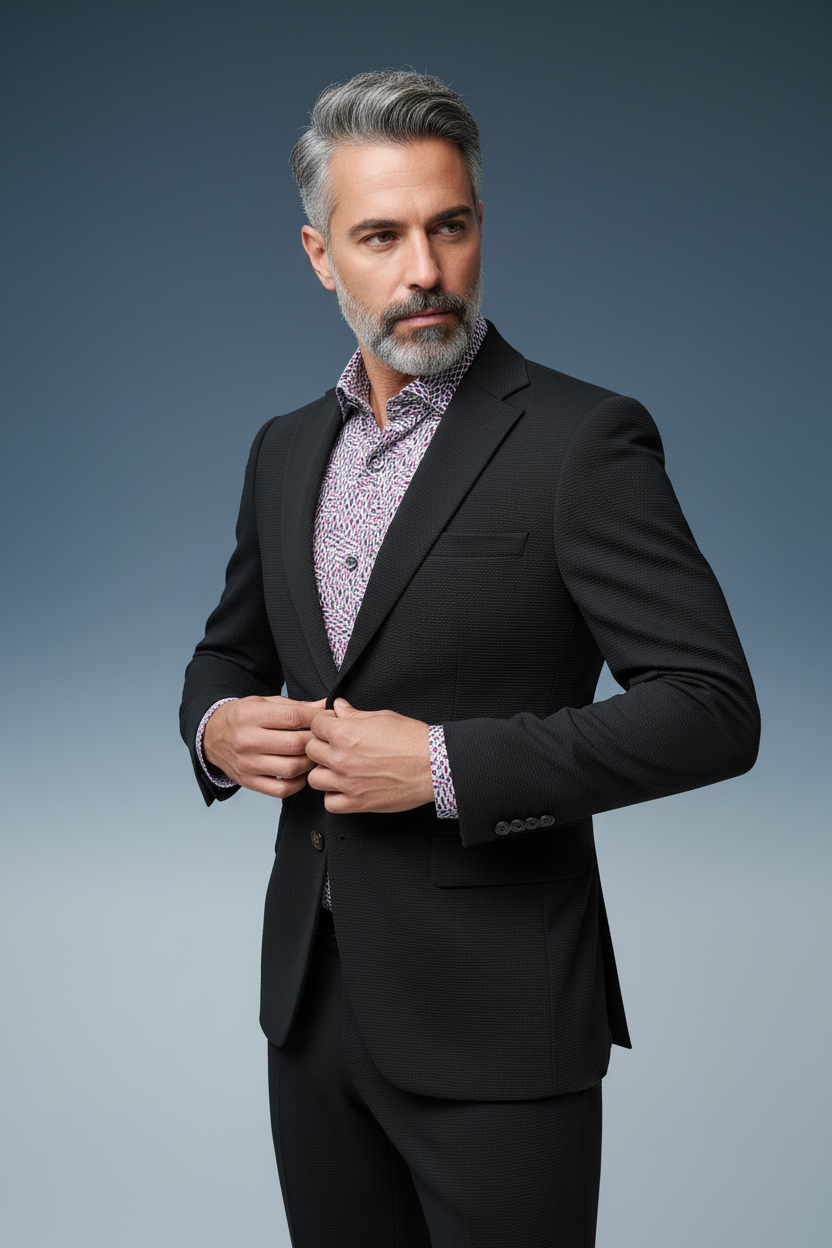 Black Textured Blazer Detail