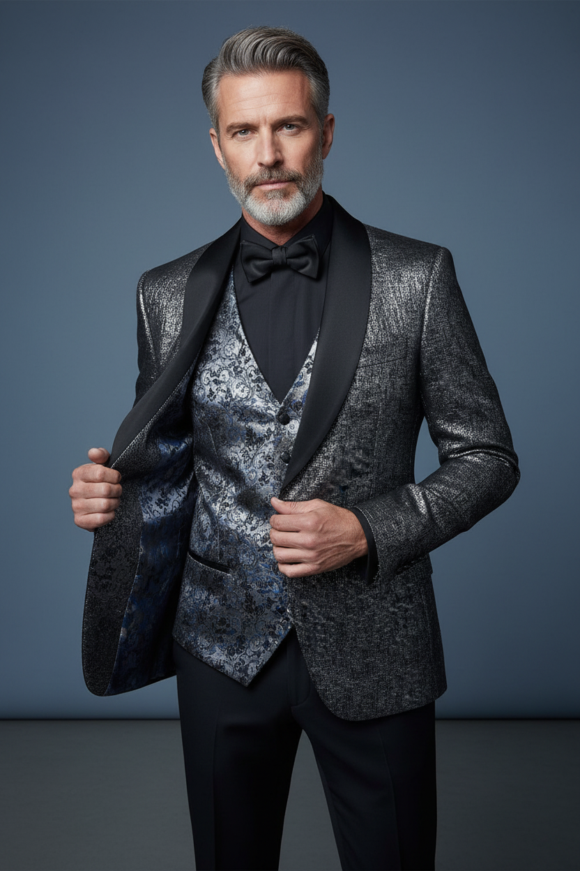 Black Tuxedo Blazer Lining - Shawl Lapel