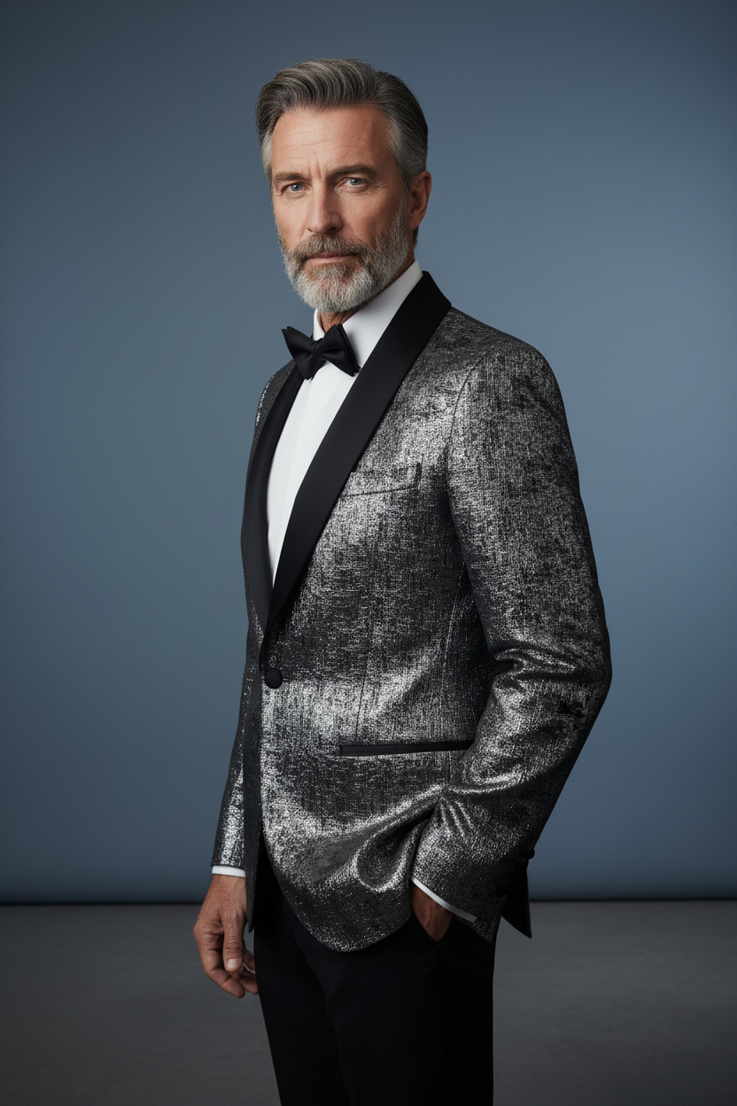 Black Tuxedo Blazer Three-Quarter - Shawl Lapel