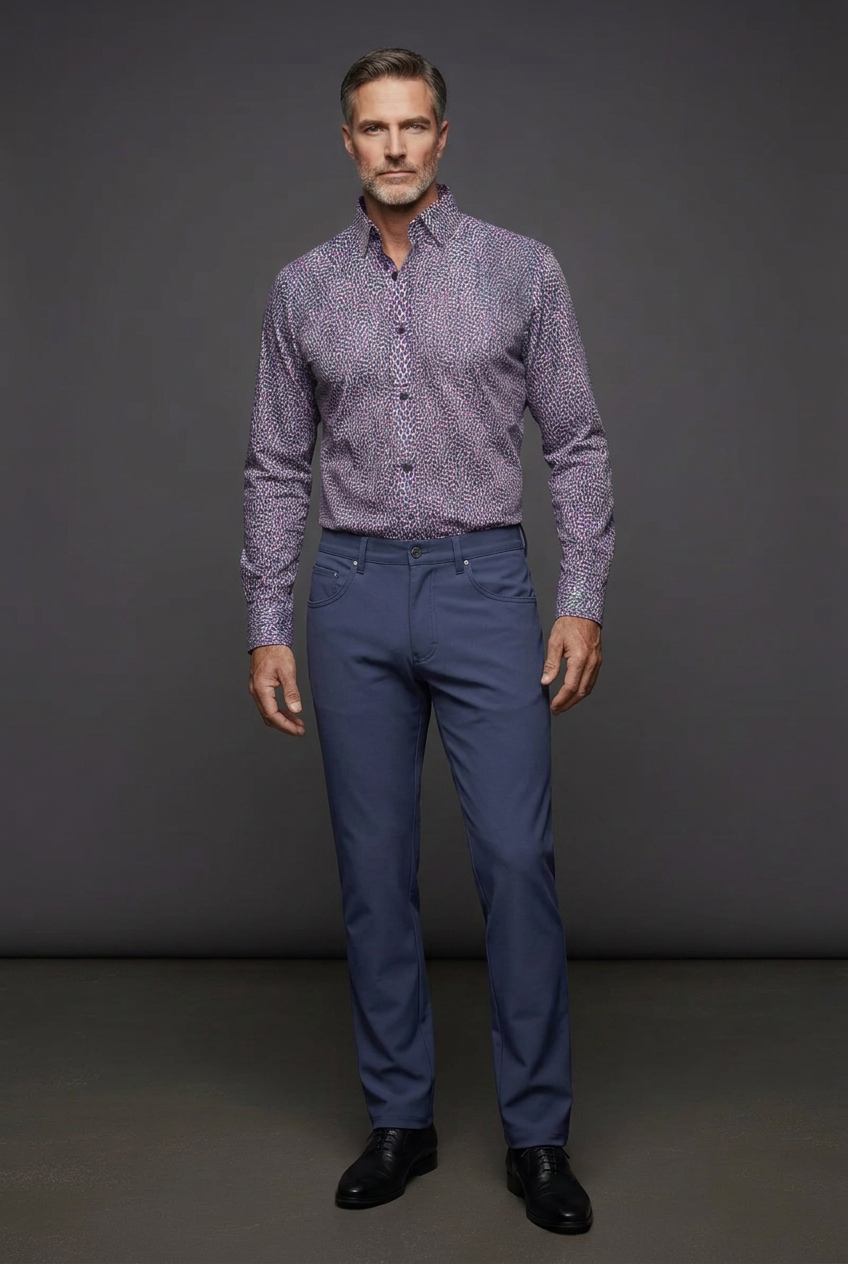 Blue pants with corrected jean-style pockets