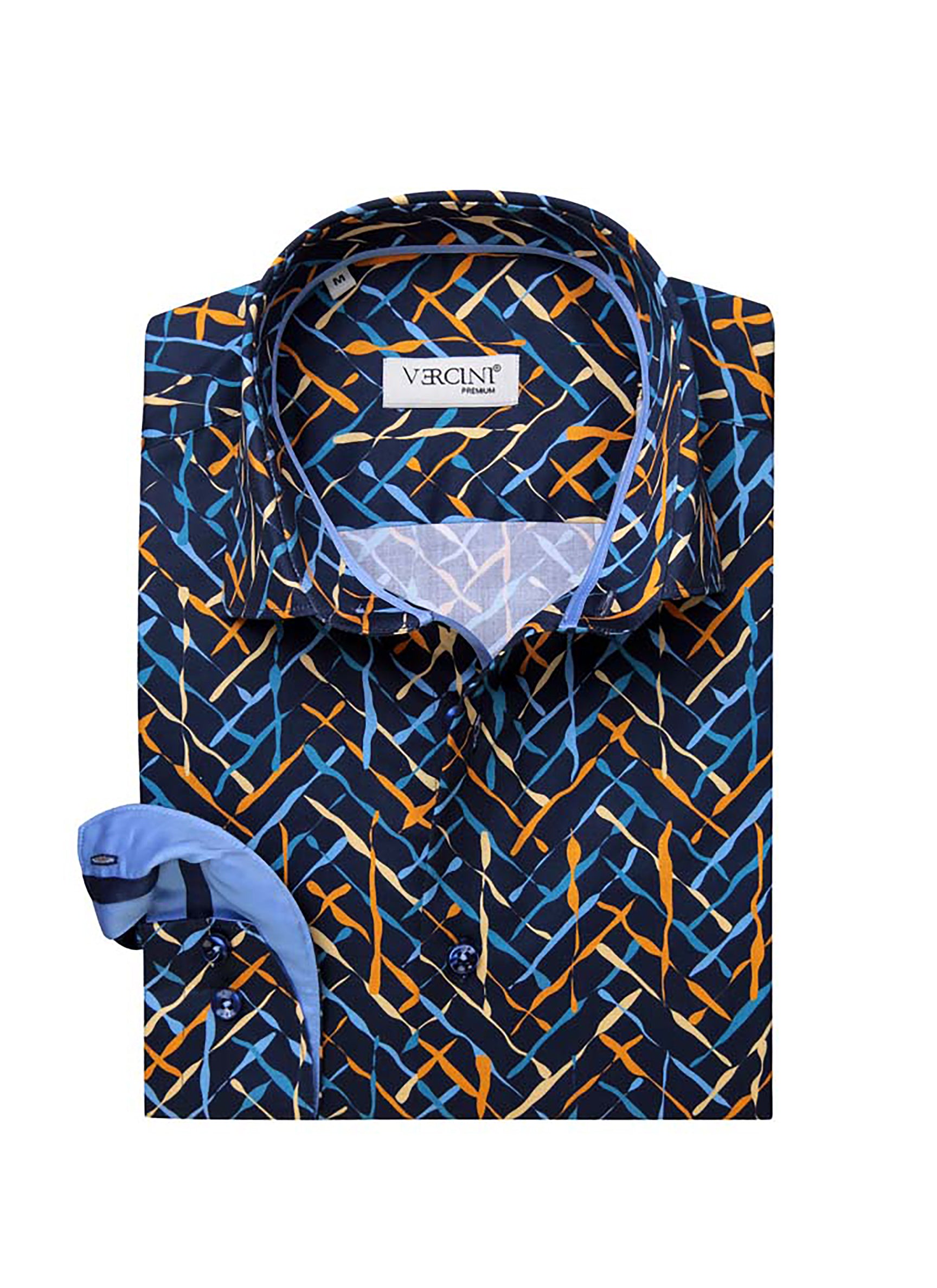 BLUE YELLOW SHIRT CASUAL SHIRT On Sale 30% Off Vercini