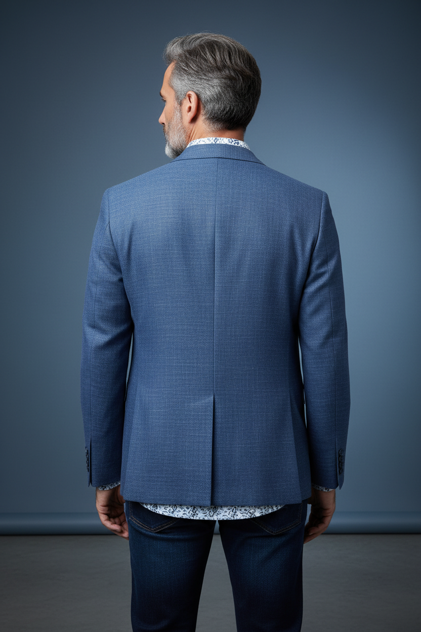 Blue Sport Jacket with Jeans - Back View