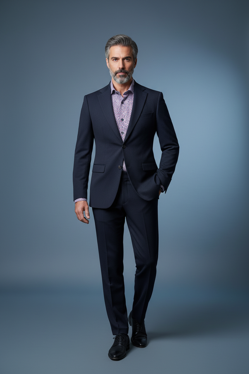 Blue Textured Blazer Casual Stance