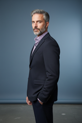 Blue Textured Blazer Side Angle