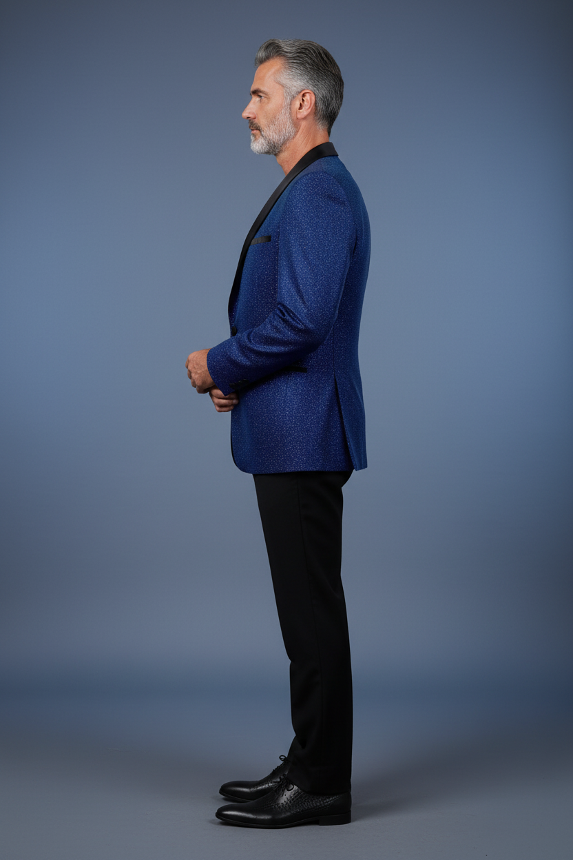 Blue Tuxedo Side Profile