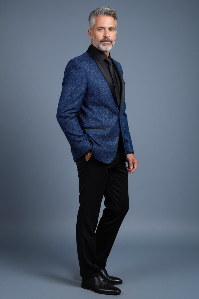 Blue Tuxedo Three-Quarter Right