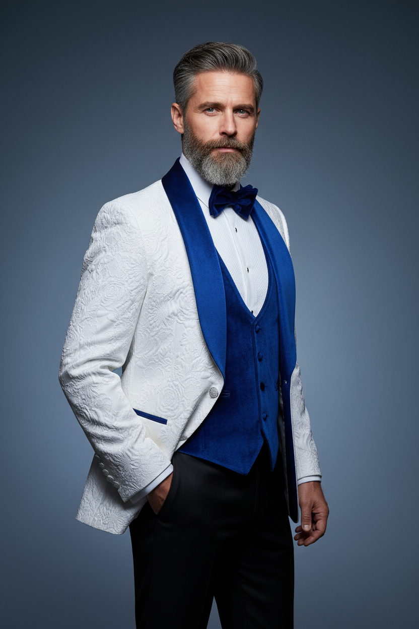 Blue velvet 3-piece three-quarter