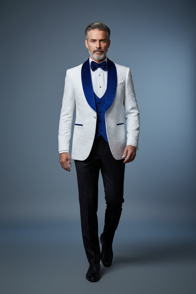 Blue velvet 3-piece walking