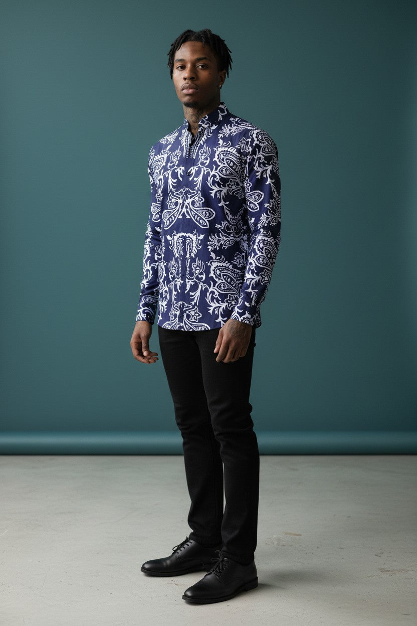 Vercini Monochrome Majesty Embroidered Shirt