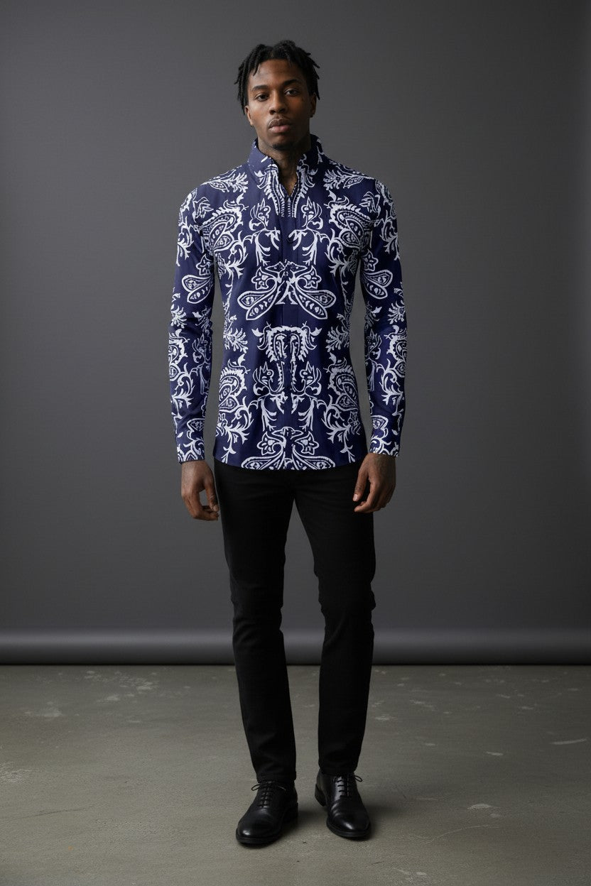 Vercini Monochrome Majesty Embroidered Shirt