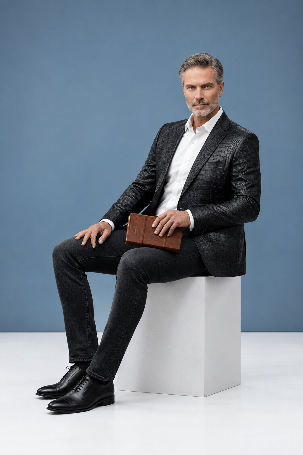 Brown jacket pose 3