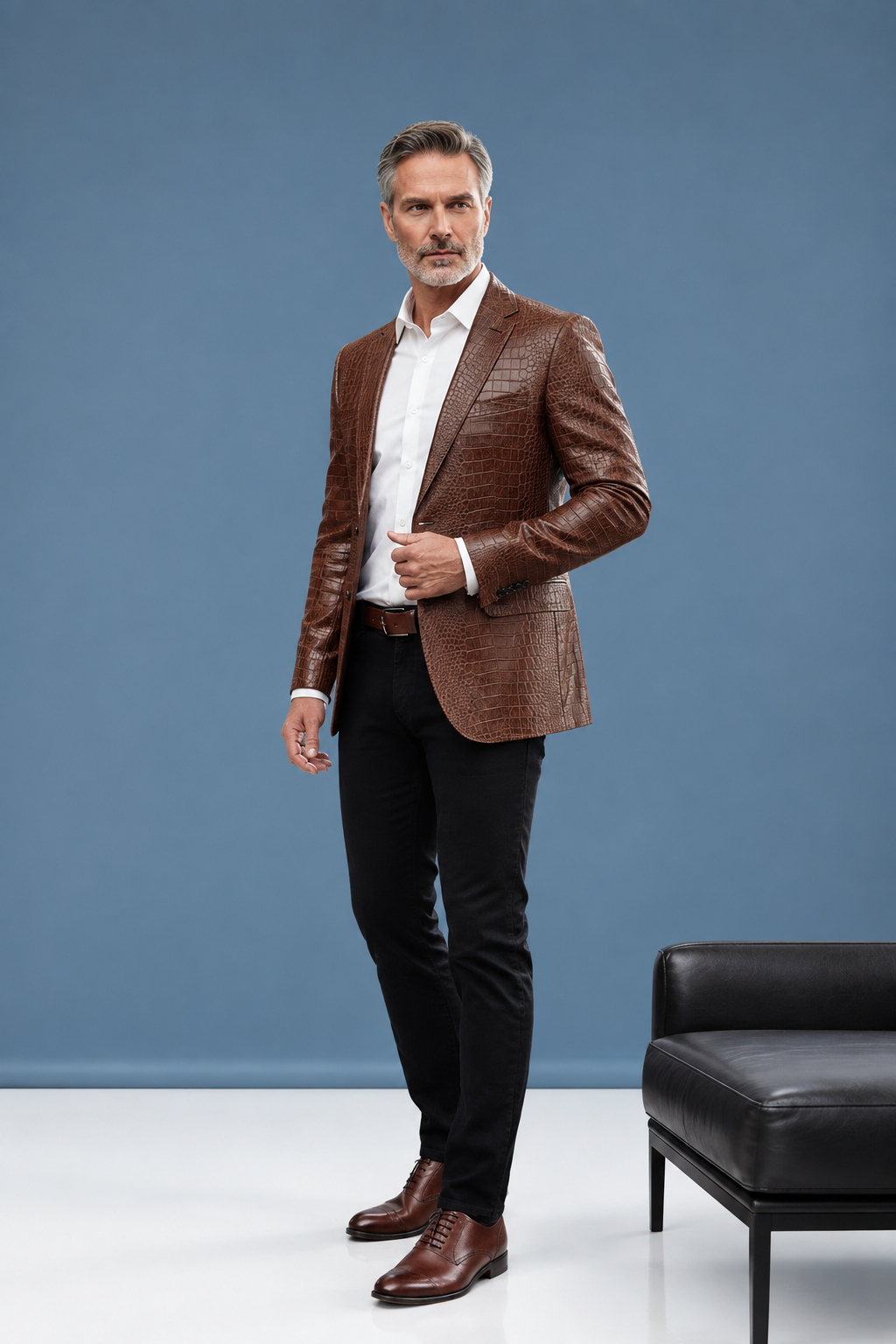 Brown jacket pose 8