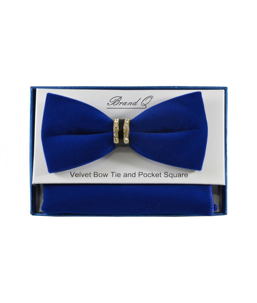 VELVET BOW TIE WITH GOLD RING WITH RIGHNSTONE