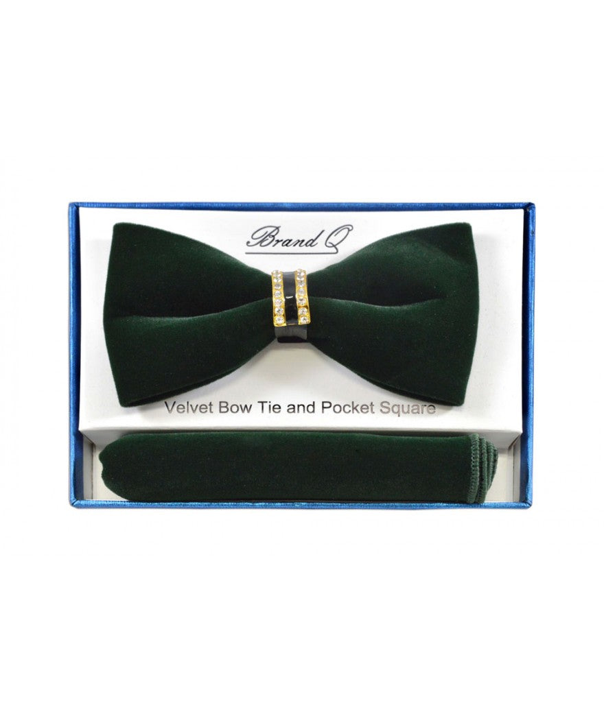 VELVET BOW TIE WITH GOLD RING WITH RIGHNSTONE