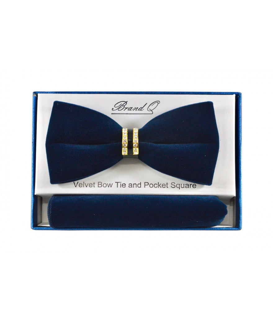 VELVET BOW TIE WITH GOLD RING WITH RIGHNSTONE