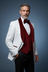 Burgundy velvet 3-piece three-quarter