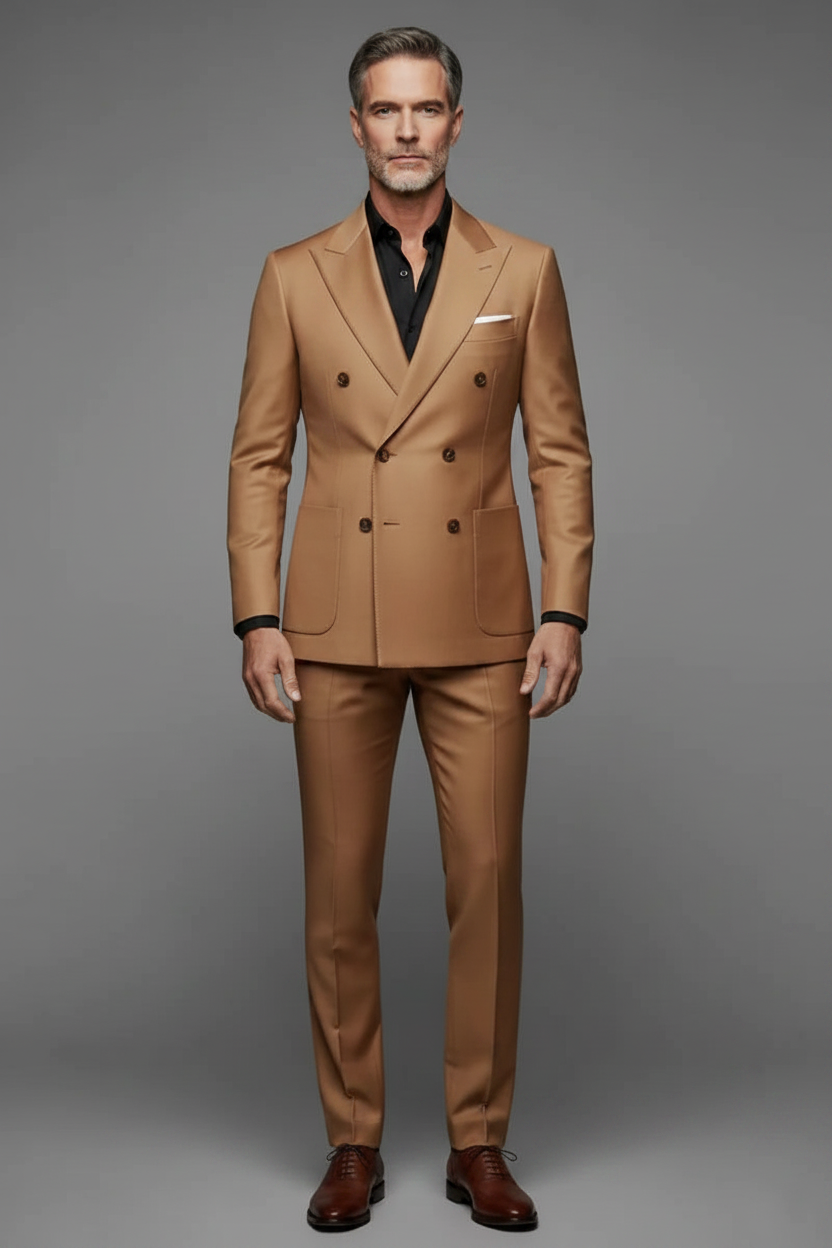 Camel Suit with Black Dress Shirt - Corrected
