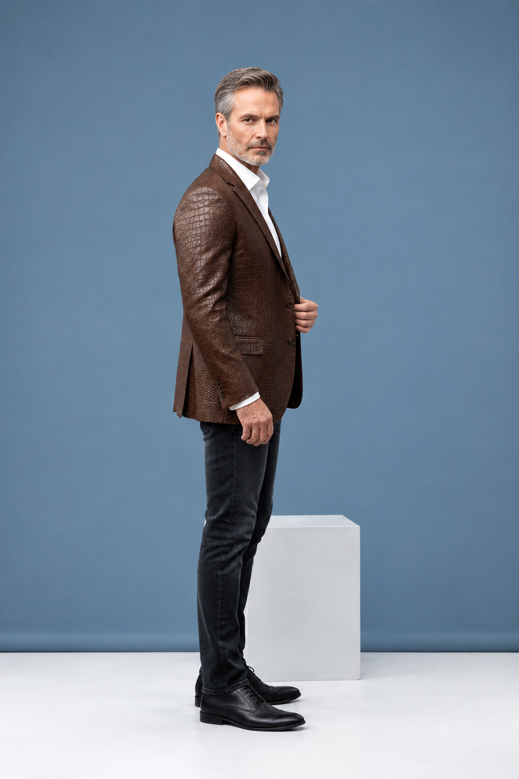 Chocolate jacket side pose