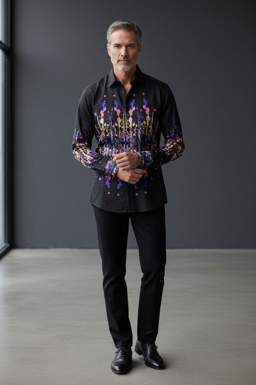 Cosmic Cascade Button-Down CASUAL Shirt