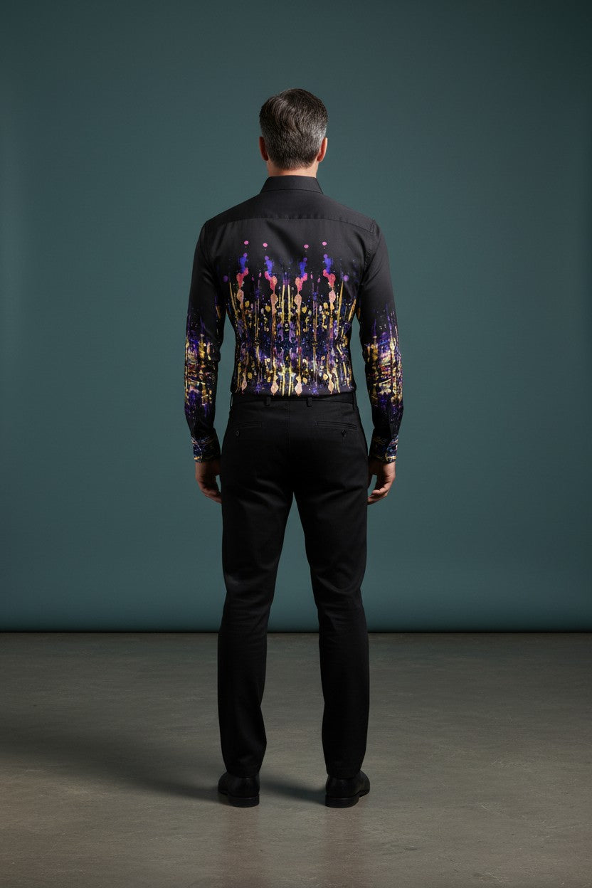 Cosmic Cascade Button-Down CASUAL Shirt
