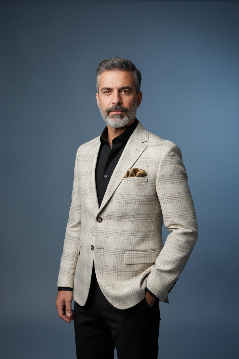 Cream Plaid Casual Stance