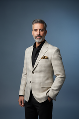 Cream Plaid Casual Stance