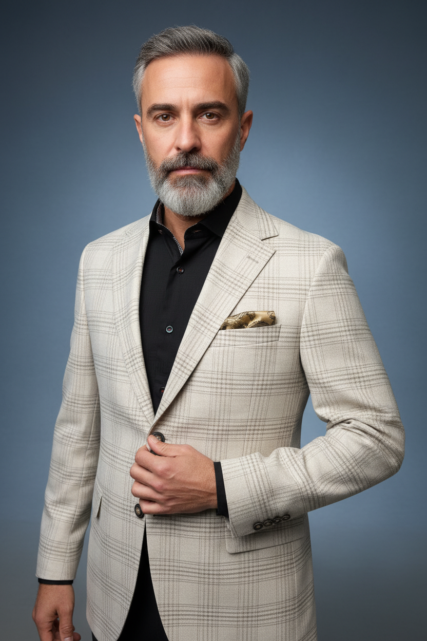 Cream Plaid Detail Shot