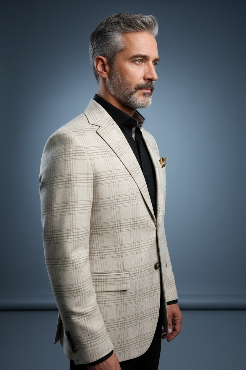 Cream Plaid Side Angle