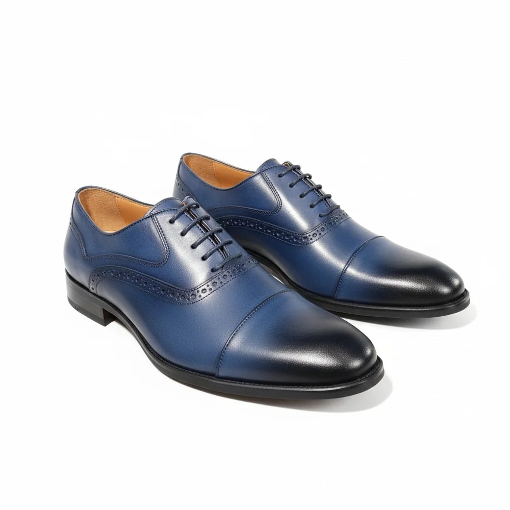 Classic Solid Vercini Leather Oxford Shoes