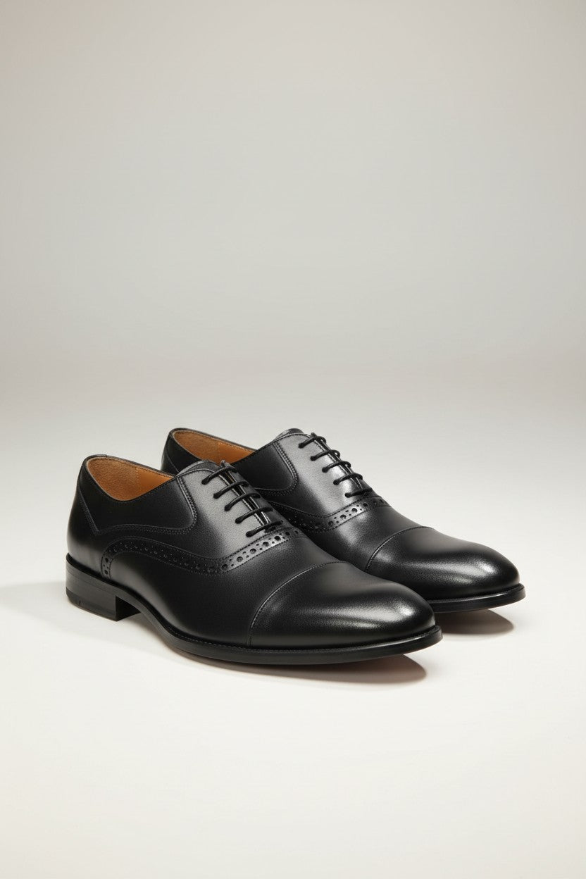 Classic Solid Vercini Leather Oxford Shoes