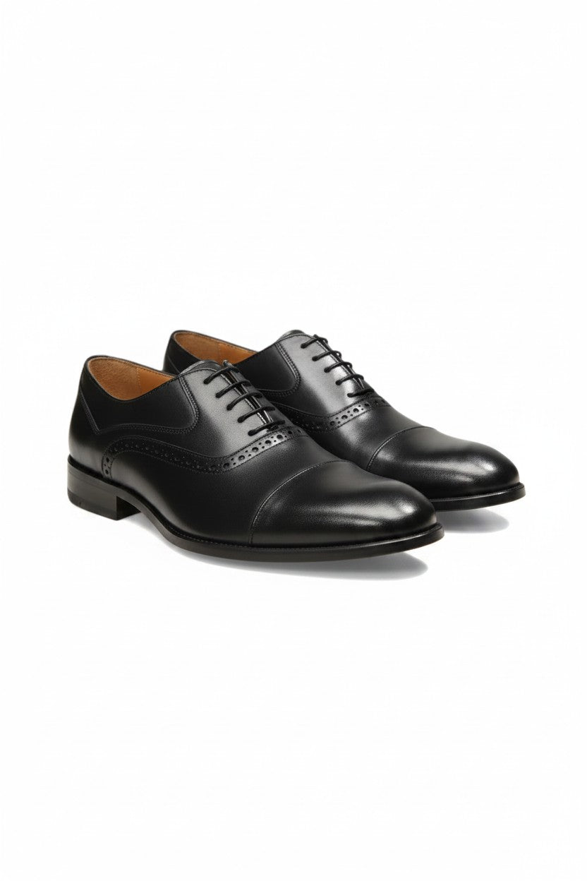 Classic Solid Vercini Leather Oxford Shoes