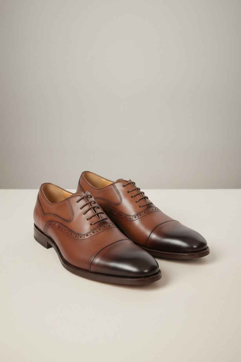 Classic Solid Vercini Leather Oxford Shoes