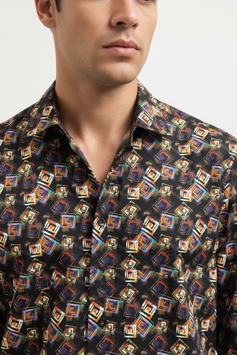 Detail Shot - Geometric Print Shirt