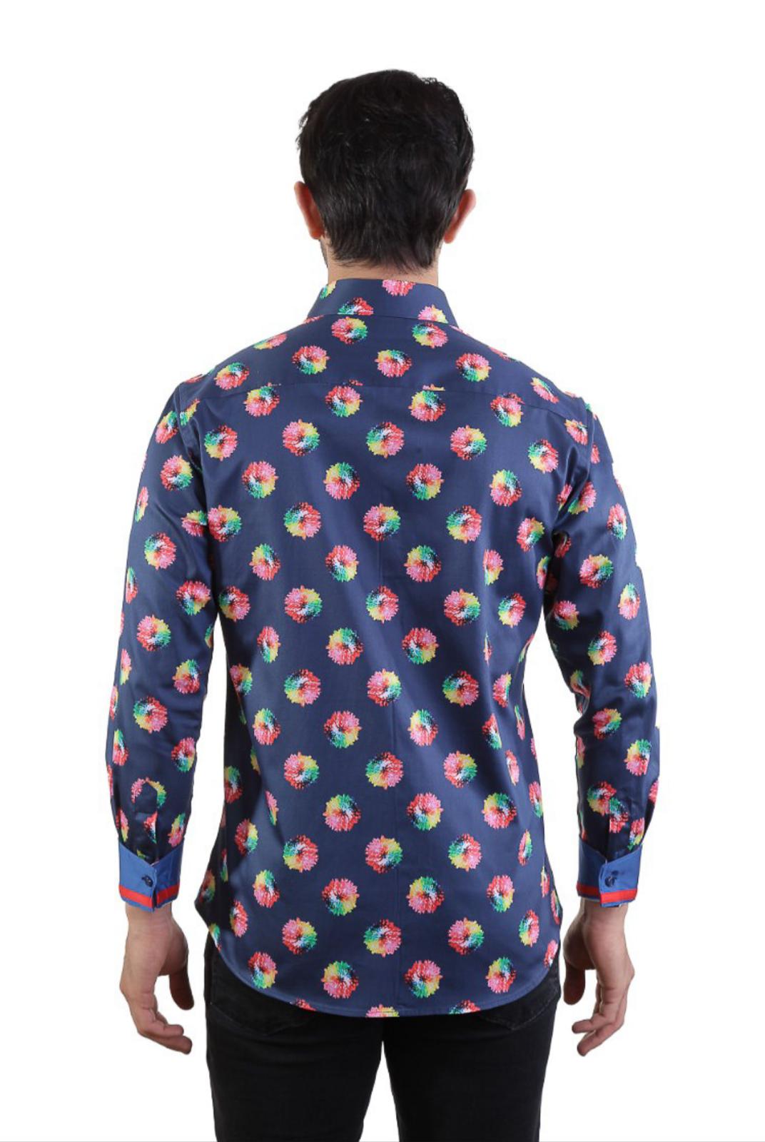 Celestial Bloom Navy Elegance Casual Shirt