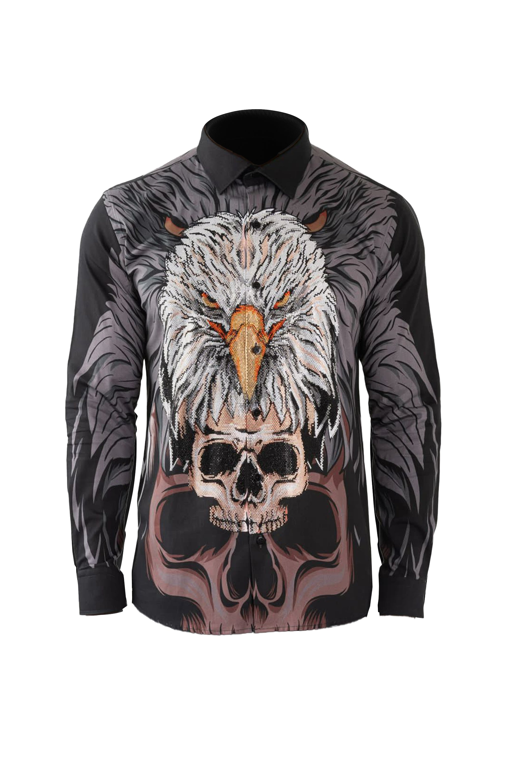 Vercini Avian Skull Illusion Men's Casual Shirt CASUAL SHIRT On Sale 30% Off Vercini