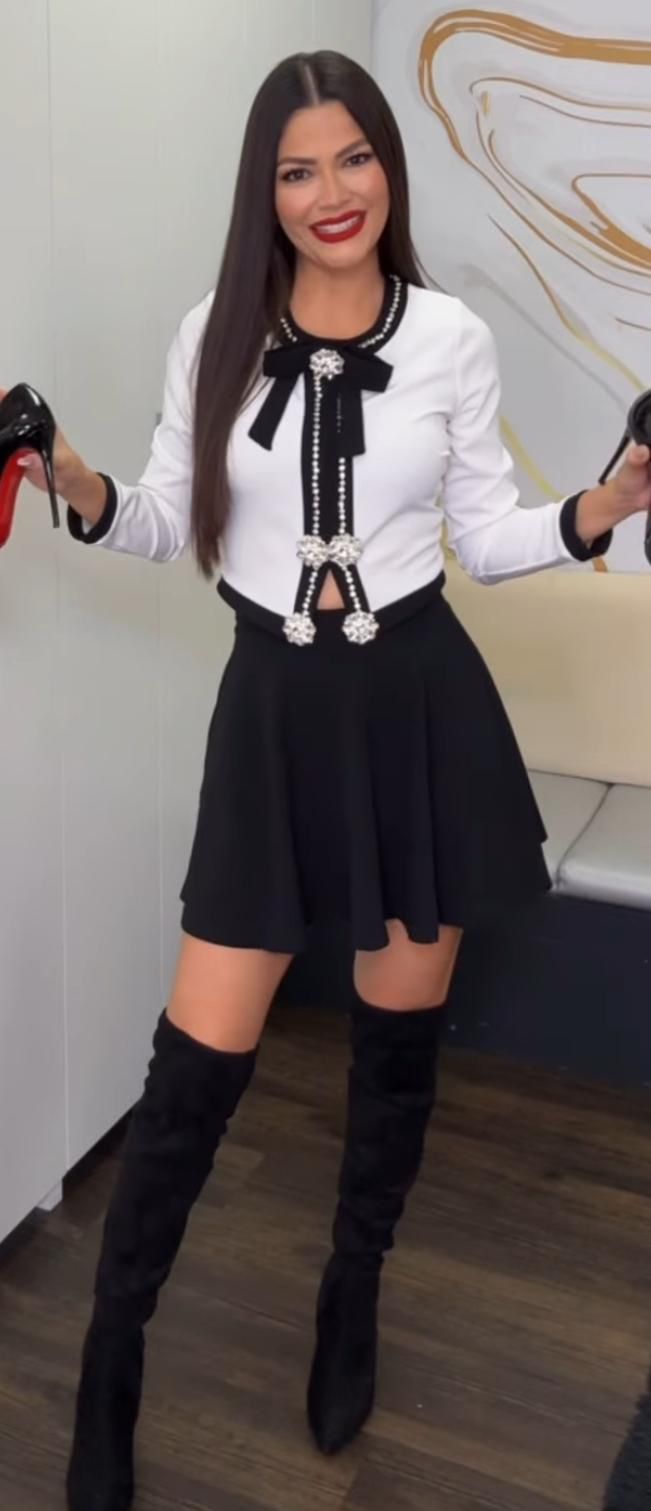 ELEGANT TWO PIECE BLACK AND WHITE SET