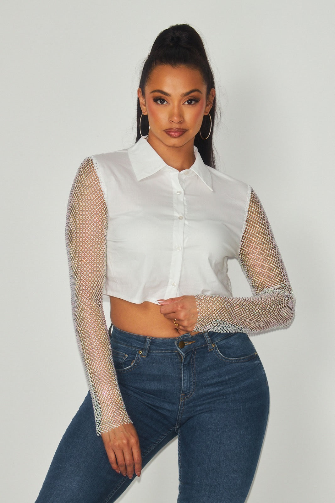 CROPPED SILHOUETTE LONG SLEEVES TOP