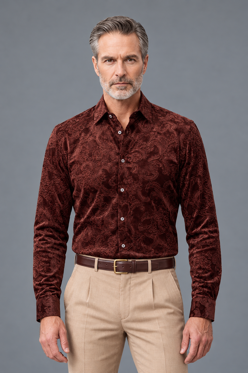 Paisley Print Long-Sleeve Button-Down Shirt