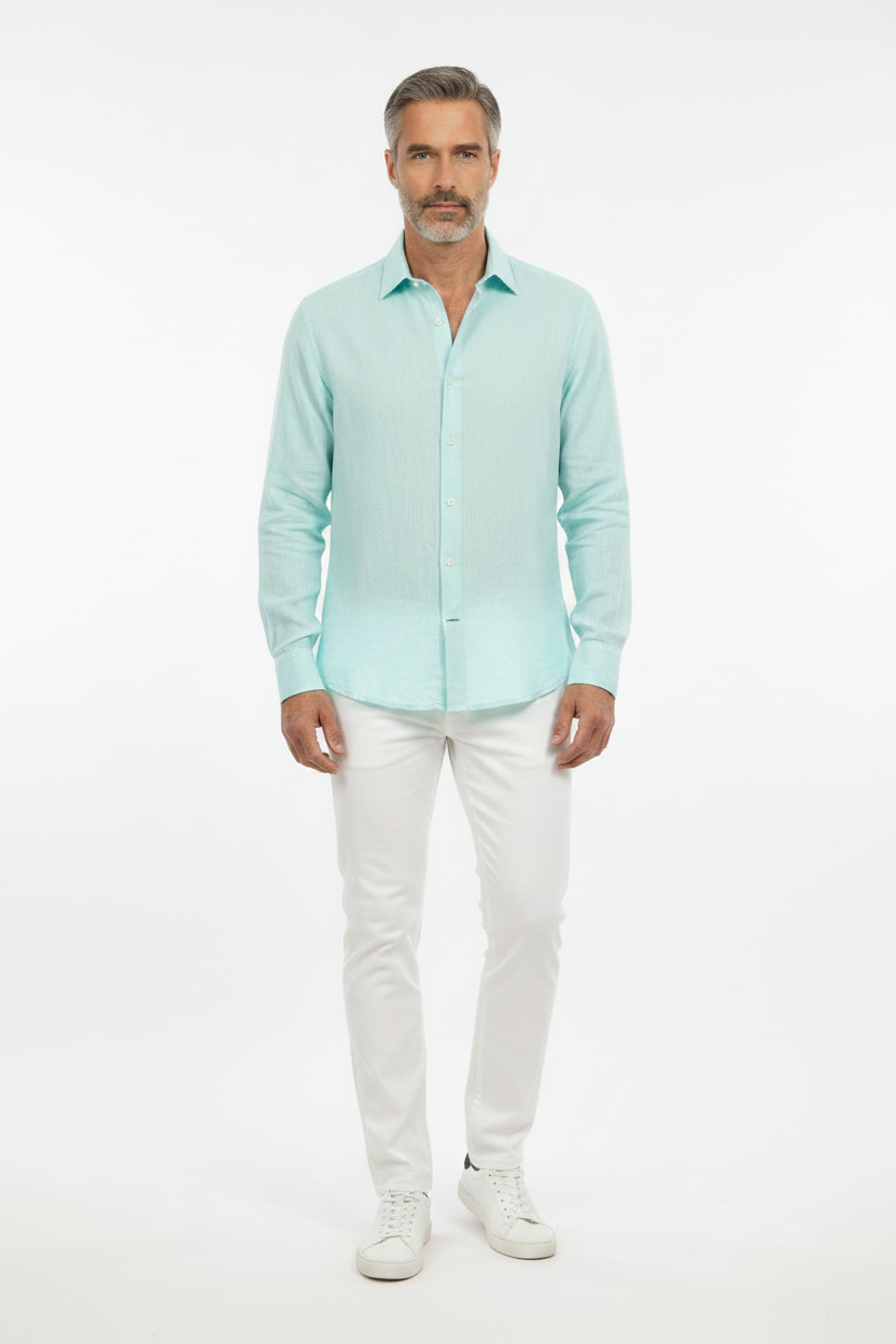 Vercini Linen Spread Collar Shirt