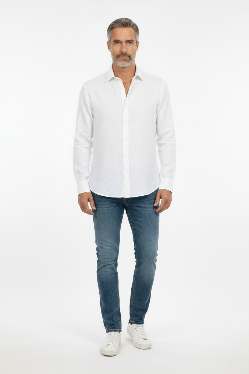 Vercini Linen Spread Collar Shirt