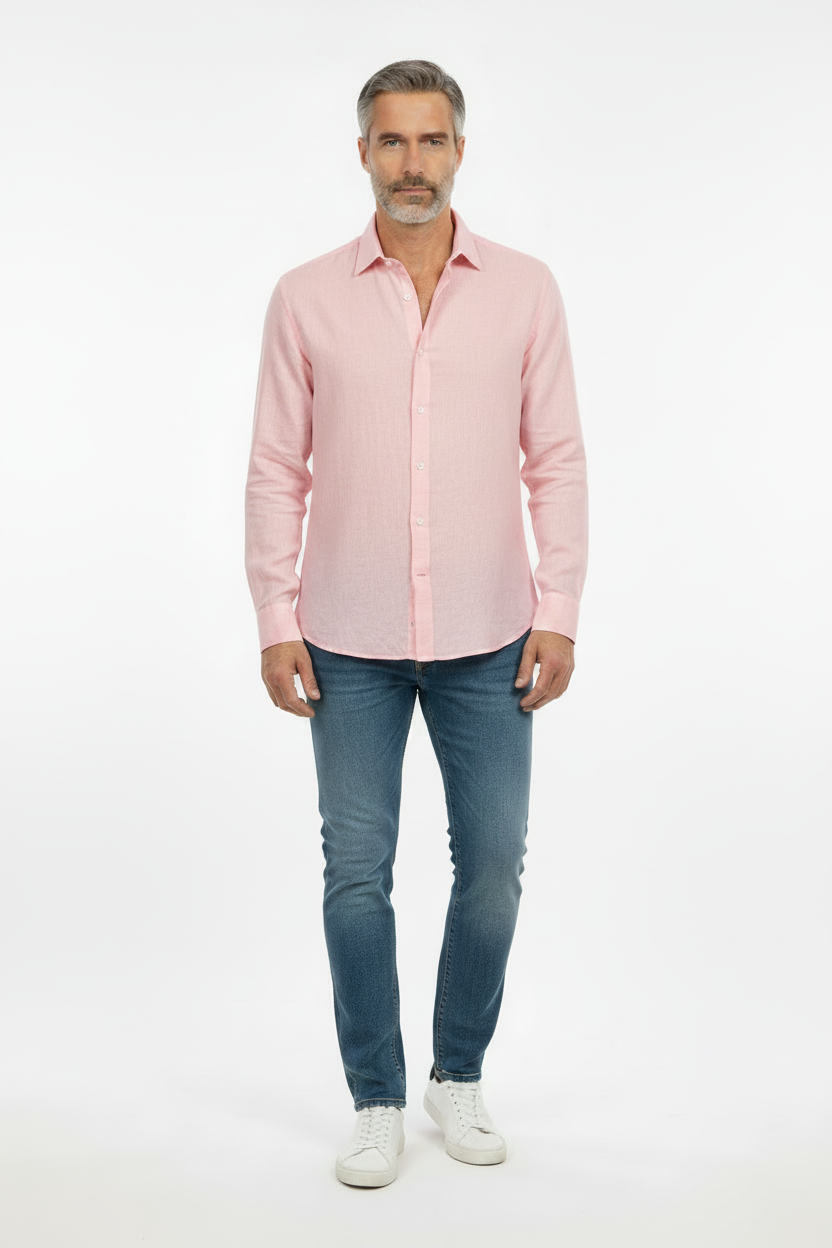 Vercini Linen Spread Collar Shirt