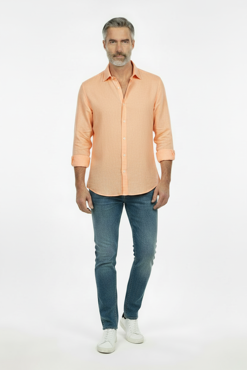 Vercini Linen Spread Collar Shirt