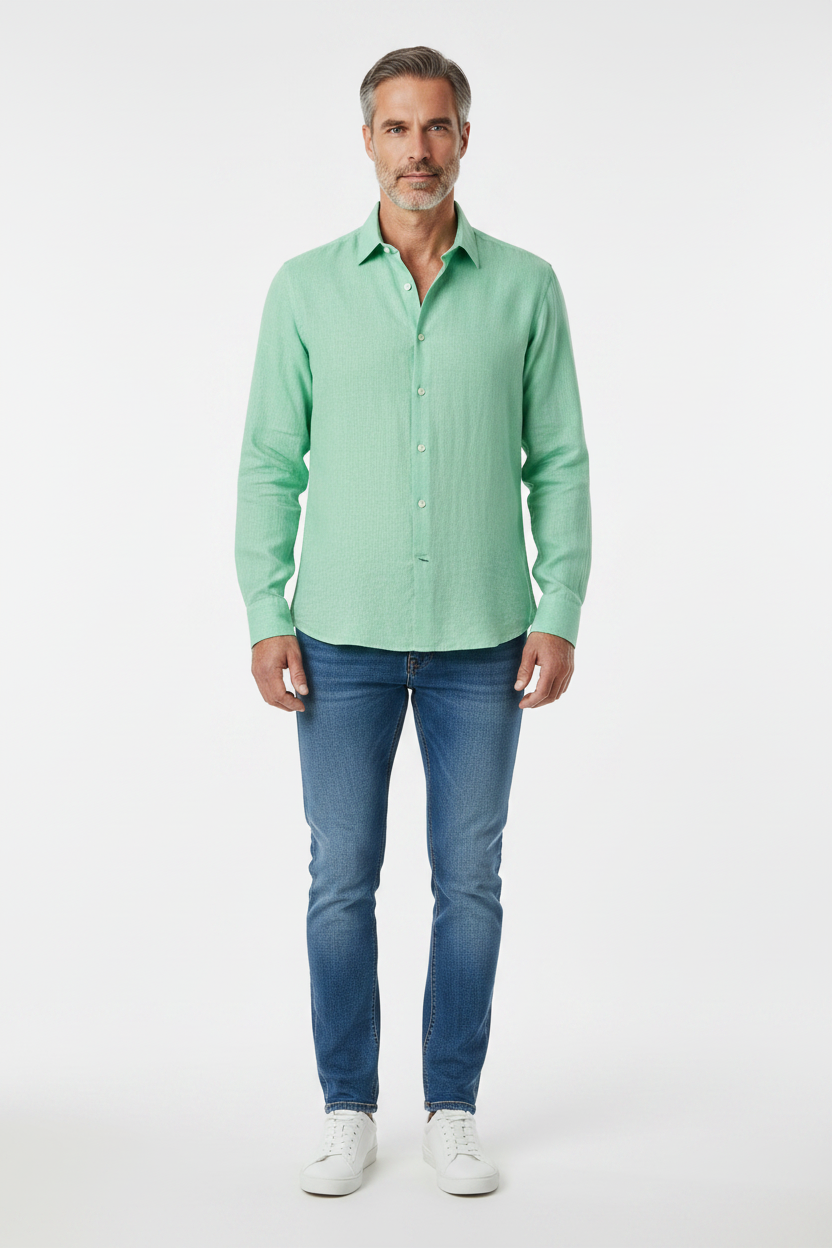 Vercini Linen Spread Collar Shirt