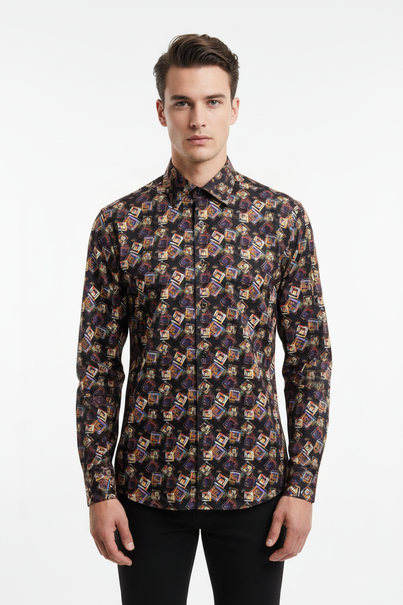 Front View - Geometric Print Shirt