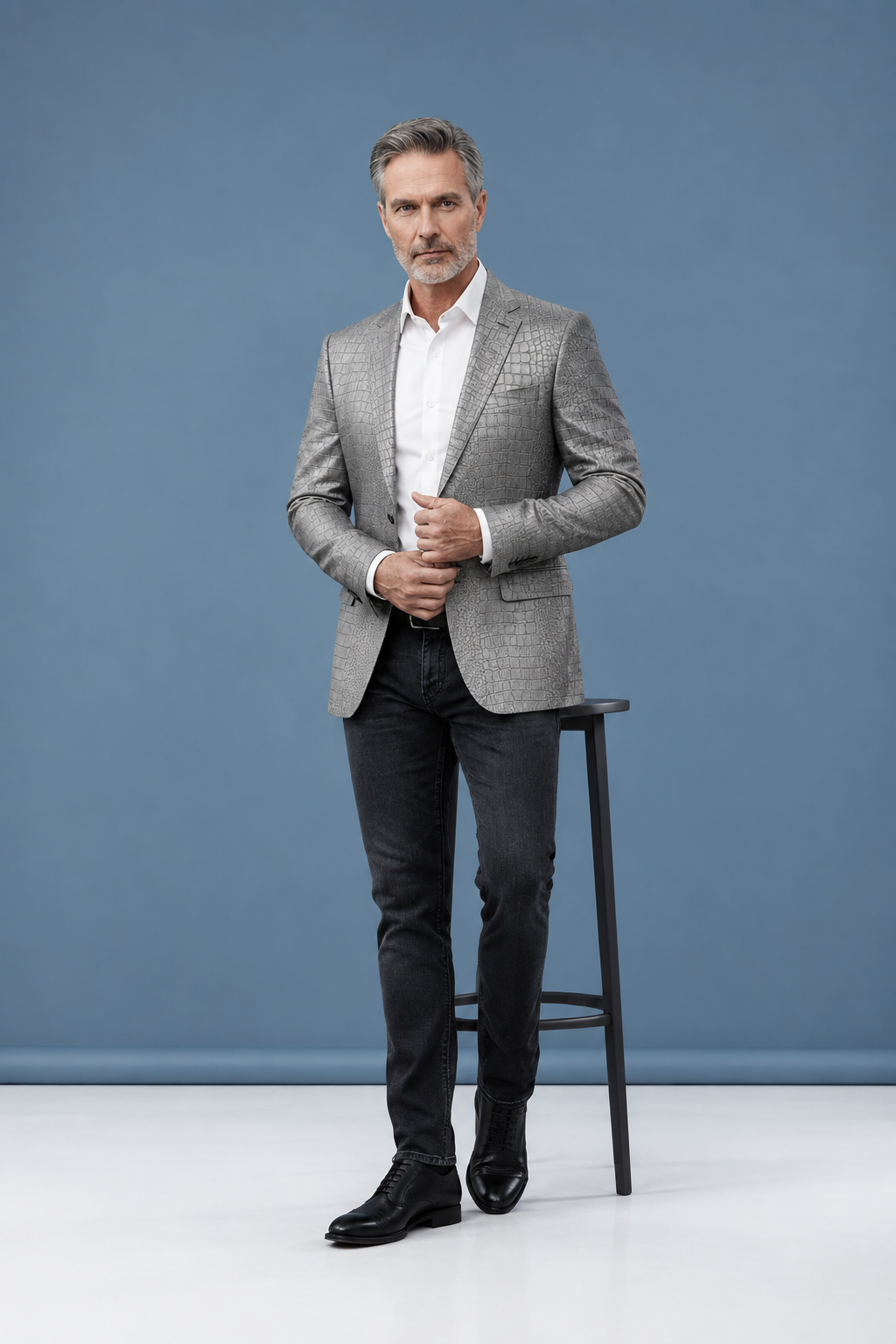 Gray jacket pose 1