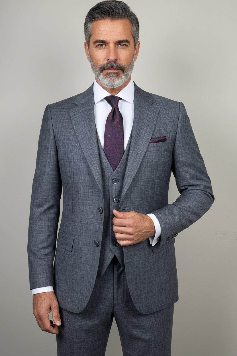 Gray suit adjusting jacket